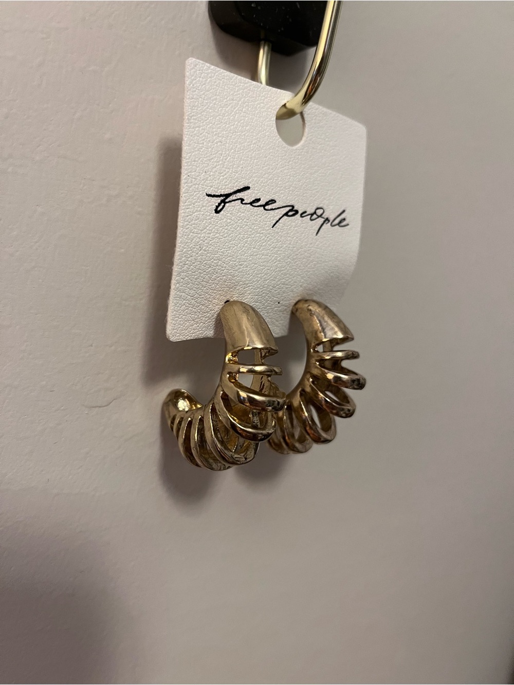 Free People Gold Sculpted Hoop Earrings